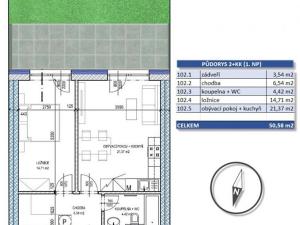 Prodej bytu 2+kk, Zápy, 51 m2