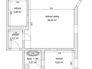 Pronájem bytu 2+1, Liberec, Šlikova, 51 m2