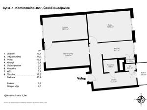 Prodej bytu 3+1, České Budějovice, Komenského, 66 m2