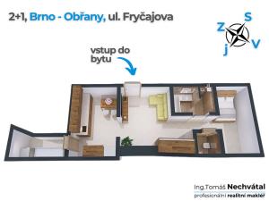 Pronájem bytu 2+1, Brno - Obřany, Fryčajova, 48 m2