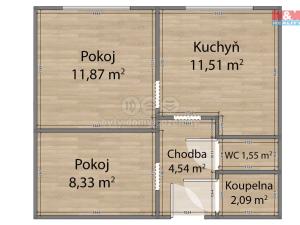 Prodej bytu 2+1, Planá, Fučíkova, 45 m2