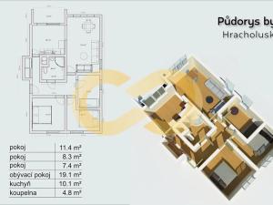 Prodej bytu 4+1, Hracholusky, 75 m2