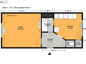 Prodej bytu 1+1, Černovice, 42 m2