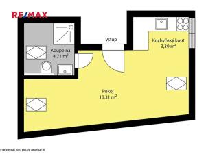 Pronájem bytu 1+kk, Kolín, Školská, 27 m2