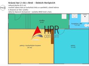 Pronájem bytu 2+kk, Brno, Jižní náměstí, 46 m2