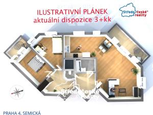 Prodej bytu 3+kk, Praha - Modřany, Semická, 113 m2