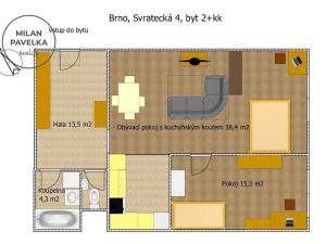 Prodej bytu 2+kk, Brno - Komín, Svratecká, 73 m2