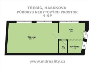 Pronájem komerční nemovitosti, Třebíč, Hasskova, 150 m2