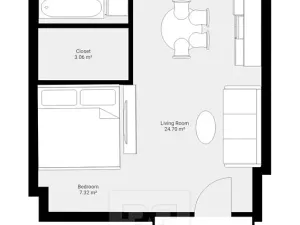 Pronájem bytu 2+kk, Praha - Holešovice, V háji, 43 m2