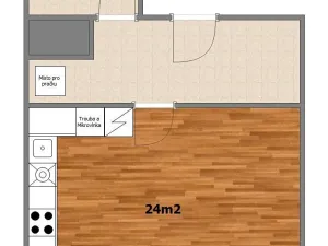 Pronájem bytu 1+kk, Praha - Strašnice, Počernická, 40 m2