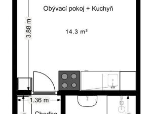 Pronájem bytu 1+kk, Milovice - Mladá, Slepá, 19 m2