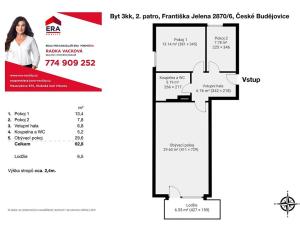 Pronájem bytu 3+kk, České Budějovice, Františka Jelena, 63 m2