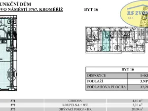 Pronájem bytu 1+kk, Kroměříž, Riegrovo náměstí, 38 m2