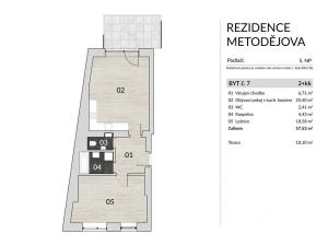 Pronájem bytu 2+kk, Brno, Metodějova, 57 m2