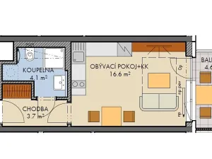 Prodej bytu 1+kk, Praha - Dolní Měcholupy, Honzíkova, 25 m2