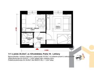 Prodej bytu 1+1, Praha - Letňany, Křivoklátská, 29 m2