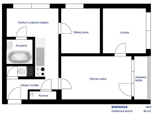 Pronájem bytu 3+1, Humpolec, Na Rybníčku, 69 m2