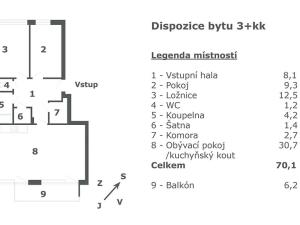 Pronájem bytu 3+kk, Brno, Křídlovická, 70 m2