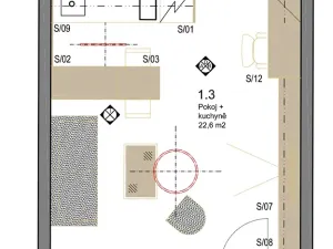 Pronájem bytu 1+kk, Praha - Bubeneč, Vítězné náměstí, 35 m2