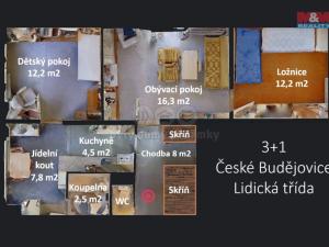 Prodej bytu 3+1, České Budějovice - České Budějovice 7, Lidická tř., 64 m2