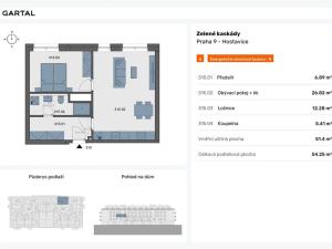 Prodej bytu 2+kk, Praha - Hostavice, Českobrodská, 54 m2