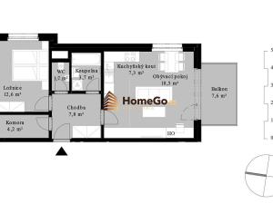 Pronájem bytu 2+kk, Praha - Modřany, Komořanská, 60 m2