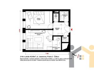 Prodej bytu 2+kk, Praha - Žižkov, Jeseniova, 46 m2