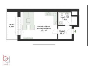 Pronájem bytu 1+kk, České Budějovice, Chelčického, 47 m2