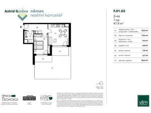 Pronájem bytu 2+kk, Praha - Holešovice, U průhonu, 48 m2