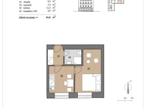 Pronájem bytu 1+1, Brno, Anenská, 25 m2