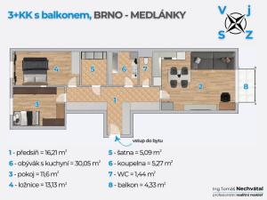 Prodej bytu 3+kk, Brno - Medlánky, V Újezdech, 83 m2