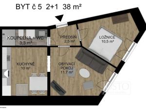 Pronájem bytu 2+1, Písek, Bořivojova, 38 m2