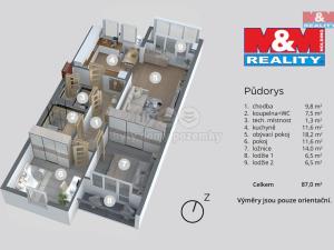 Prodej bytu 3+1, Chlumec, Skřivánčí, 73 m2