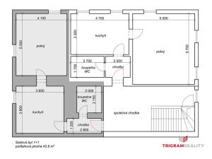 Pronájem bytu 2+kk, Sadová, 43 m2