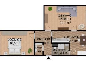 Prodej bytu 2+1, Písek, nábřeží 1. máje, 61 m2