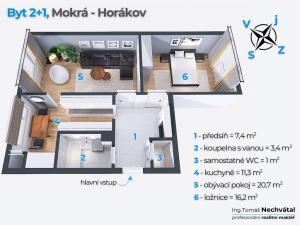 Prodej bytu 2+1, Mokrá-Horákov - Mokrá, 60 m2