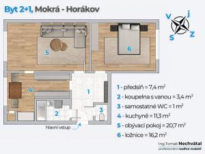 Prodej bytu 2+1, Mokrá-Horákov - Mokrá, 60 m2