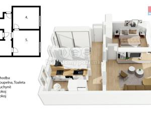 Prodej bytu 2+1, Kuřim, nám. Osvobození, 65 m2