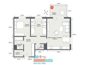Prodej bytu 3+kk, Praha - Čakovice, Tryskovická, 80 m2