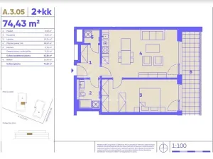 Pronájem bytu 2+kk, Praha - Štěrboholy, K učilišti, 62 m2
