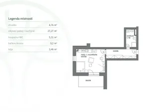Prodej bytu 1+kk, Jablůnka, 41 m2