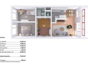 Prodej bytu 3+1, Praha - Čimice, Křivenická, 73 m2