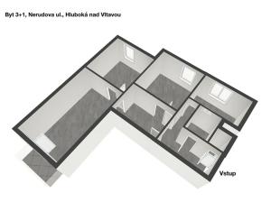 Pronájem bytu 3+1, Hluboká nad Vltavou, Nerudova, 70 m2