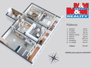 Prodej bytu 2+1, Děčín, Žerotínova, 61 m2