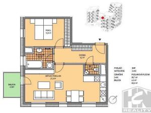 Pronájem bytu 2+kk, Liberec - Liberec III-Jeřáb, U Nisy, 59 m2