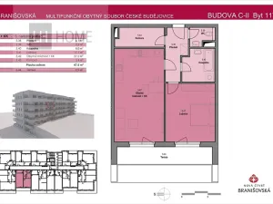 Prodej bytu 2+kk, České Budějovice, Čakovská, 14439 m2