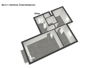 Pronájem bytu 2+1, České Budějovice, Netolická, 47 m2