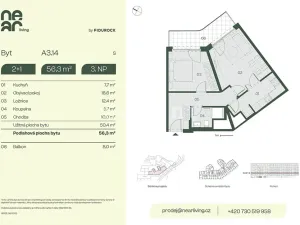 Prodej bytu 2+1, Praha - Libeň, Na kopečku, 50 m2