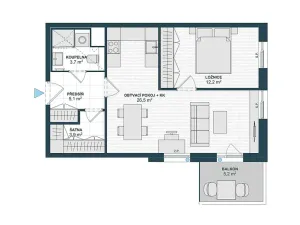 Pronájem bytu 2+kk, Praha - Horní Měcholupy, Milánská, 59 m2