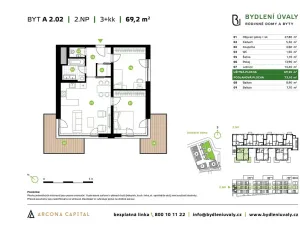 Prodej bytu 3+kk, Úvaly, Škvorecká, 73 m2
